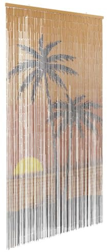 vidaXL Insect Door Curtain Palm Tree Print 100x220 cm Bamboo, fly curtain, door fly screen, beaded fly curtain, fly screen, bamboo curtain
