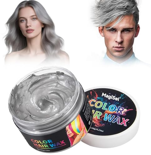 Tillfällig hårfärg, silvergrått tillfälligt hårfärgningsvax, naturligt hårfärg vax, unisex styling håronvax, för fest cosplay halloween, jul