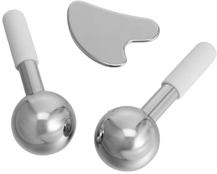SEWOART Ensemble Outils Gua Sha Visage et Corps 3 Pièces Planche Gua Sha Bâton de Massage Glacé Rouleau Métal Massage Rafraîchissant, Sculptant et Apaisant pour Peaux Sensibles, Soin Spa