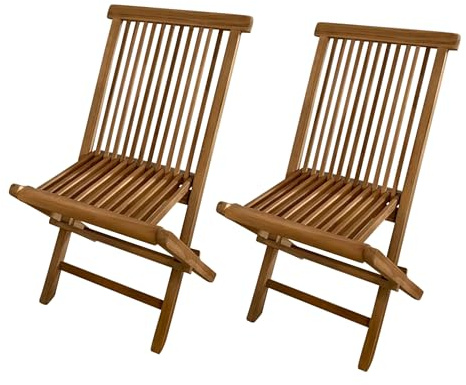 AXI Mina Gartenstuhl 2er Set Klappbar aus Teak Holz | 2 Stück Gartenstühle Faltbar aus Teakholz | Stuhl/Klappstuhl/Klappsessel für Garten/Terrasse/Balkon/Outdoor | 59 x 46 x 89 cm