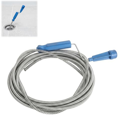 JYYWTSI Espiral de limpieza de tuberías de 5 m x 6 mm, desatascador de desagües, espiral flexible de acero inoxidable, para cocina, baño, ducha, lavabo, bañera, inodoro contra obstrucciones