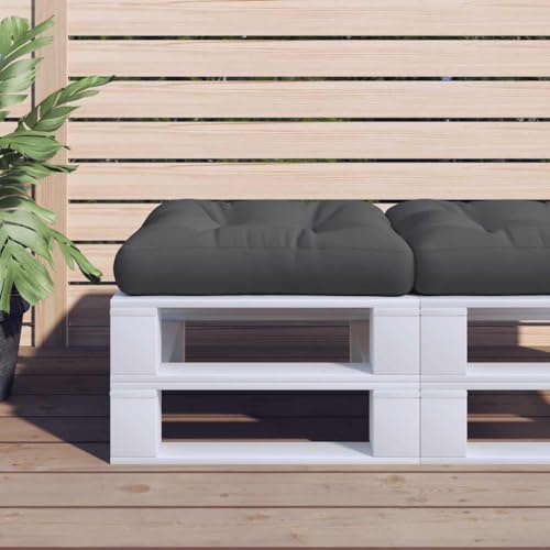 Cuscino per pallet, nero, 60 x 61,5 x 10 cm, in poliestere impermeabile, morbido cuscino da seduta con imbottitura in fibra cava, per mobili da giardino, sgabelli e pouf