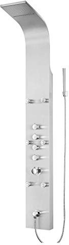 Luxus XXL Edelstahl Duschpaneel mit 6 Hydro Massagejets & Wasserfall