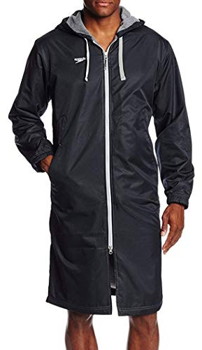Speedo womens Parka Jacket Fleece Lined Team Colors Swimsuit, Speedo Black, Large US