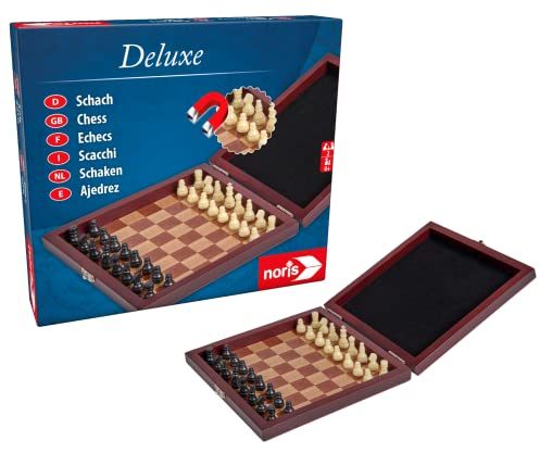 noris 606108005 606108005-Deluxe Reisespiel Schach, Spieleklassiker
