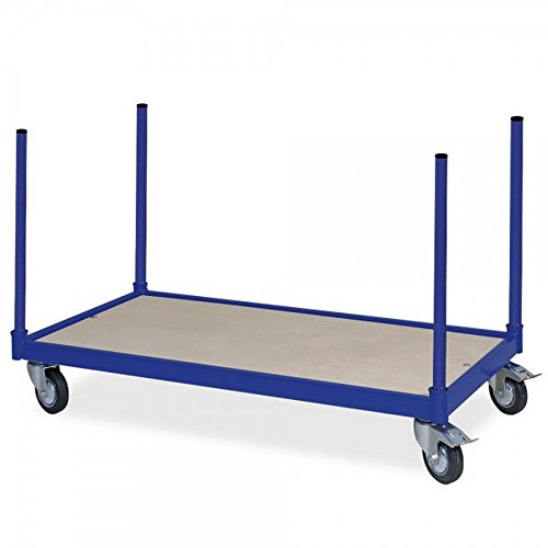 BRB Rungenwagen, Tragkraft 250 kg, LxB 1000x500 mm, stabile Stahlrohrkonstruktion, kunststoffbeschichtet blau RAL 5010