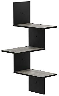 Furinno ROSSI Corner Floating Shelves for Wall, 3-Tier Corner Square Wall Shelf, Radial Wall Mounted Book Shelf, for Bathroom, Bedroom, Living Room, French Oak