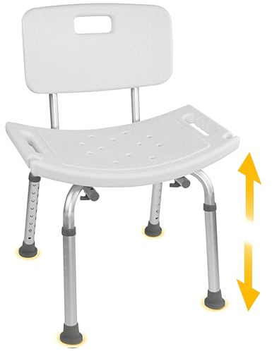 FSA/HSA Eligible, Vaunn Tool-Free Assembly Adjustable Shower Chair Spa Bathtub Seat Bench with Removable Back