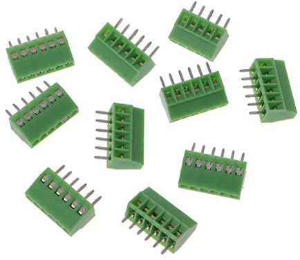JOYKK 10 Stücke 6Pin Screw Leiterplattenmontierte Anschlussblöcke Connector 2.54mm Pitch - Green