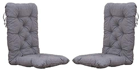 Chicreat Cojines para sillas de respaldo alto, 120 × 50 × 8 cm, gris claro (juego de 2)