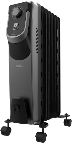 Cecotec Radiador Eléctrico de Aceite ReadyWarm 7000 Space 360 Black. 7 Módulos, Bajo Consumo, 1500 W, 3 Niveles, Recogecables, Tecnología 360, Sistema de Seguridad, 18 m2
