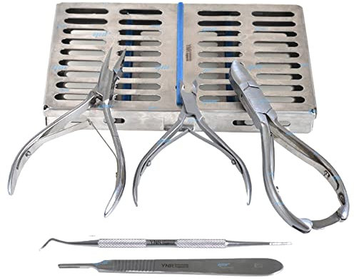 Ensemble d'instruments de podologie 6 pièces avec plateau de stérilisation, pince à ongles, lime noire, commode diamant et poignée de lame de scalpel, soins de podologie – Qualité hôpitale