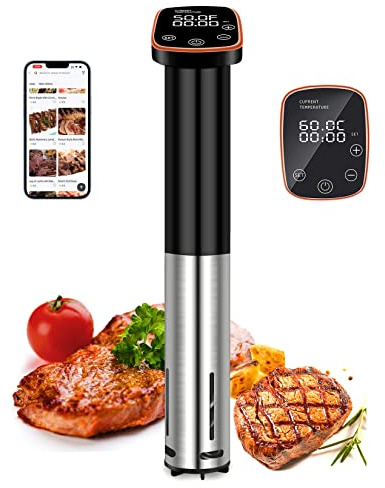 Sous Vide Machine, WiFi APP Recipes Included, Sous Vide Cooker 1100W, Immersion Circulator Precisional Cooker with Accurate Temperature, Ultra Quiet, IPX7 Waterproof, Fast Heating and Time Control