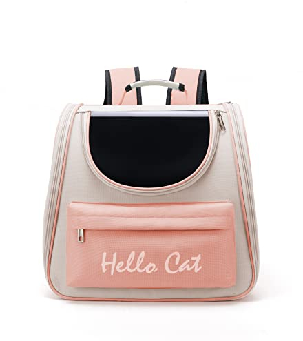 Sipobuy Haustier Niedlicher, Faltbarer Kapselrucksack Für Kleine, Mittelgroße Katzen, Welpen, Hunde, Transparente, Atmungsaktive, Hitzebeständige Tragetasche Für Reisen, Wandern, Camping (Rosa)