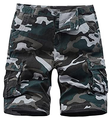 BWBIKE Pantalones Cortos Cargo de Camuflaje para Hombre de Combate en Algodón Con Múltiples Bolsillos para Exteriores