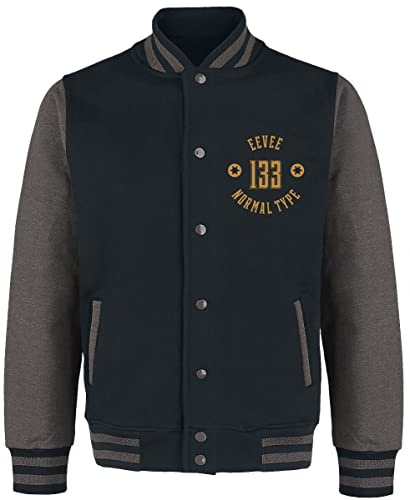 Pokémon Evoli herr collegejacka svart/grå melerad anime, -merch, gaming, svart/gråmelerad, XXL