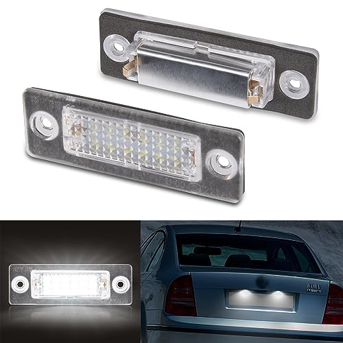 POPMOTORZ LED Kennzeichenbeleuchtung, 2 Stück LED Nummernschildbeleuchtung 2835 SMD mit CanBus Fehlerfrei für Superb Limousine Octavia VW Caddy Golf J-etta P-assat 3C B6 T5 7H 7J T-ouran