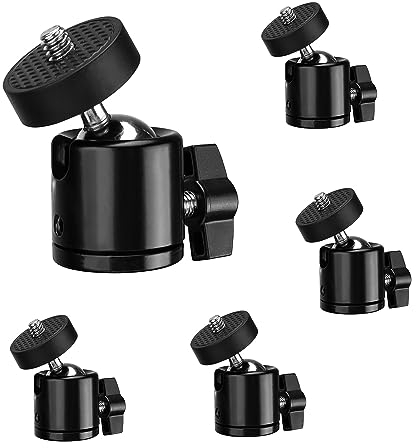 DEANKEJI Soporte Camara Metal, 5 Piezas Rotula Tripode Rotación de 360​Grados, Interfaz Mini Cabezal Tripode International General 1/4 Puede Usar para Trípodes, Cámaras Deportivas