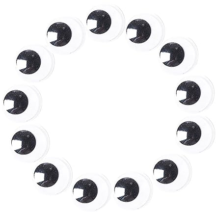 JIHUOO 100 Stück Kunststoff Handwerk Wackelaugen Selbstklebende Augen Aufkleber DIY Kunst Scrapbooking Augen Schwarz Easy Peel Eyes Party Puppe Dekoration Augen 3 cm