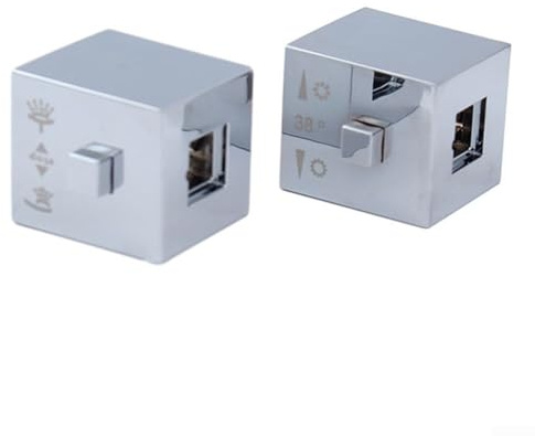 1 Paar Quadratische Duschtemperaturregelung Griff Knopf Chrom Thermostatgriff für Badezimmer Waschraum