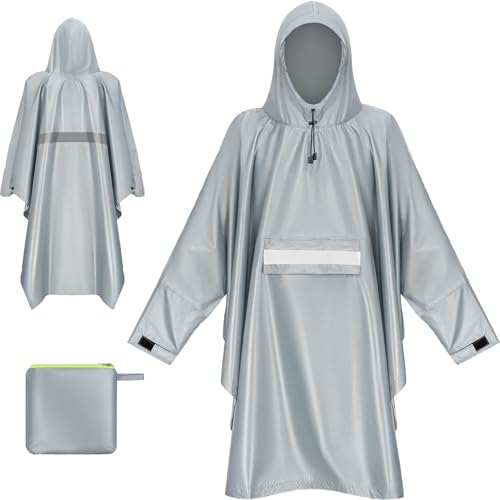 WACCET Poncho de Pluie Imperméable Unisexe - Cape Avec Capuche et Manches, Léger et Respirant Pour Femme et Homme - Réutilisable Pour Vélo, Randonnée, Camping, Pêche