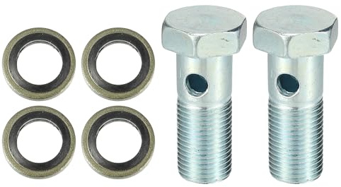 QUARKZMAN 2er Set Universal Banjo-Bolzen Bremsadapter M16X1.5 Silber | Kohlenstoffstahl, Silberton, M16 x 1.5, 9mm, 48x25mm, Unterlegscheiben Innendurchmesser 17mm Außendurchmesser 22mm