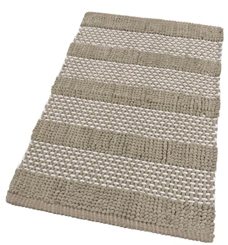 emmevi Bettvorleger für das Badezimmer, Baumwolle, geflochten, dreidimensional, weich, saugfähig, 60 x 120 cm, Beige