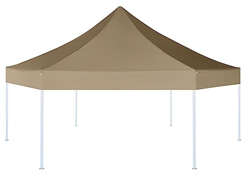 Home Outdoor OthersSechseckiges Pop-Up-Festzelt, faltbar, 3,6 x 3,1 m, Taupe, 220 g/m²