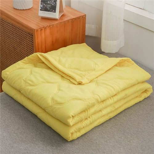 Chickwin Gesteppte Tagesdecke, Solide Farbe Bettüberwurf Mikrofaser Tagesdecken Wohndecke Weich Bettüberwürfe Sofa Überwurfdecke für Schlafzimmer Einzelbett Doppelbett (Gelb,150x200cm)