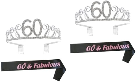 FRCOLOR 2sätze Krone Mit Strass Und Schärpe Für Geburtstag Elegante Haarspange Und Dekoration Für Geburtstagsfeiern Stilvolles Accessoire Für Frauen Partyzubehör