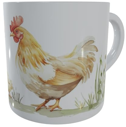 Kindertasse Hühner für Kleinkinder - Leicht & Robust, gut für die ersten Trinkversuche (Huhn & Küken hell)