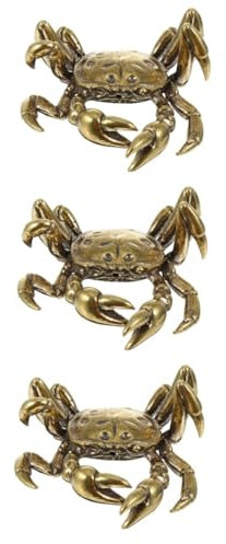 Cabilock 3stücke Brass Kunstkrabbe Deko Figurine Für Innen Und Außenbereich Tischskulptur Als Sammlerstück Und Wohnaccessoire Leicht Zu Reinigen Für Schreibtisch Und Auto
