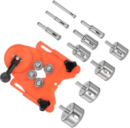 CoCud Diamond Drill Bit Set, 1/45/163/81/213/1611-1/61-3/81-4/72 Cutting Diameter, with Guide Jig Fixture - (Applications: for Glass Tile), 10-Pieces