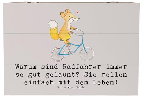 Mr. & Mrs. Panda 22 x 15 cm Holzkiste Radsport Glück - Geschenk, Truhe, Radfahrer, Frische Luft, Geschenk Sportart, Ausdauer, Freiheit, Einzigartige