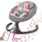 HEMUYT Silla Mecedora Eléctrica para Niños, Hamaca para Bebé con 5 Velocidades, Mecedora Bebe con Arnés 5 Puntos, con Bluetooth, Mando a Distancia, Columpio Bebe Balancin Ligero para Bebés de 0 a 9kg