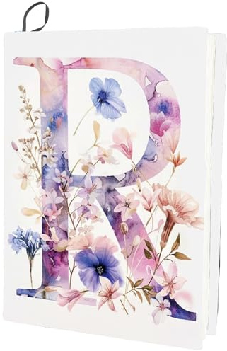 CRASPIRE Letra R Funda de Libro Elástica con Diseño de Flores del Alfabeto Lavable Reutilizable de Nailon Grande para Libros de Tapa Dura de 9x11 Pulgada Regalo de Libro de Texto