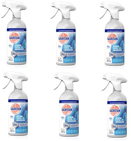 Sagrotan Hygiene-Textilerfrischer Frische Wäsche – Entfernt festsitzende Gerüche & geruchsbildende Bakterien – Für Kleidung & Wohntextilien – 6 x 500 ml