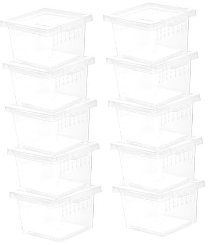 Happyyami 10stücke Transparente Reptilien Zuchtbox Mit Belüftung Terrarium Futterbehälter Für Kleine Reptilien Schlangen Vogelspinnen Skorpione Geckos Grillen Schnecken Soldatenkrabben Frösc