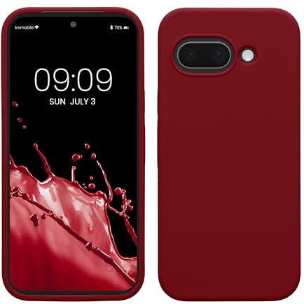 kwmobile Cover per Google Pixel 9a Custodia - Back Case per Smartphone in Silicone TPU - Protezione Gommata - rosso rabarbaro