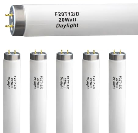 Ignixlite 6Pack F20T12/D Daylight 24 inch 20 watt T12 Straight Fluorescent Light Tube, 1350 Lumens, 6500K Daylight, Medium Bi-Pin G13 Base