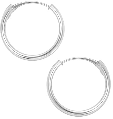Aros plata mujer de 15, 20, 30 y 40mm - Pendientes aro hombre o mujer en plata de ley 925 que se envían en una cajita ideal para regalo - Aretes de 2mm de ancho (15mm)