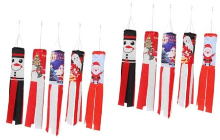 Toddmomy 2 Juegos De La Tráquea Manga De Viento Al Aire De Navidad Mangas De Viento De Muñeco De Nieve Mangas De Viento De Invierno Al Aire Poliéster 5 Piezas * 2