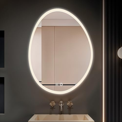 Marctani Espejo Baño Irregular con Luz LED Regulable en 3 Colores - Espejo de Pared ANTIVAHO con Ajuste de Brillo con Memoria e Interruptor Táctil - Espejos Inteligente (Irregular 60x45 cm)