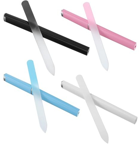 Lot de 4 limes à ongles en verre avec boîte de rangement - Double face - Limes de qualité supérieure pour ongles naturels et artificiels - Hygiéniques - Pour les voyages - Pédicure - Manucure