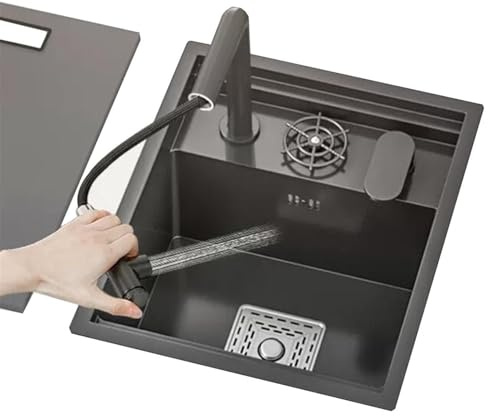 Éviers de cuisine Évier De Bar Invisible En Acier Inoxydable, Peu Encombrant – Petit Évier Simple Avec Robinet Rince-verres, Pour Cuisines Compactes Et Lave-vaisselle