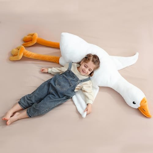Ponjauk 160cm große Riesengans, Plüschente, XXL, weiches, kuscheliges Gans-Stofftier, großes Ente Plüschtier Kuscheltier Schlafkissen, Riesige Geburtstag für Kinder
