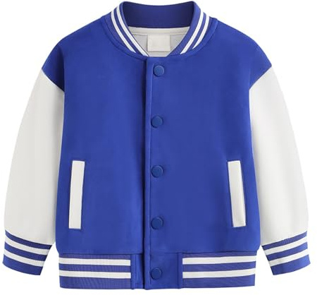 College Jacke Mädchen Junge Baseball Jacken mit Knopfleiste Langarm Warme Übergangsjacke Baumwoll Sportjacke Y2K Streifen Sweatjacke Basic Lässige Mantel