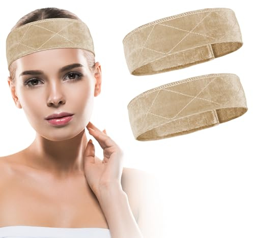 ALIIP Elastisches Perückengriff, 2 Stück Wig Band Samt Perücke Stirnband mit Klettverschluss, Perückenband Verstellbare, Leimlos, Rutschfest, für Perücken Damen Männer Sport, Hautfarbe