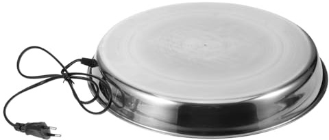 VICASKY Winter Geflügeltränkeheizung Edelstahl Heizplatte mit Eu Stecker Ac220-240v Rostfrei und Hohe Wärmeleitfähigkeit Silber für Geflügel und Gänse Geeignet für Kalte Wintermonate