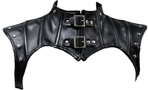 Leder-Schulterabdeckung, Umhang, Gürtel, Cosplay, Party, Kostüm, Damen, Rüstung, Schal, PU-Leder, Punk, Gothic, Ritter, Rüstung, Brustgeschirr, Steampunk, Schwarz , S